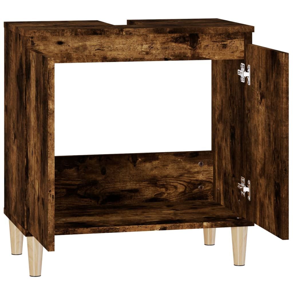 vidaXL Armario de lavabo madera contrachapada roble ahumado 58x33x60cm