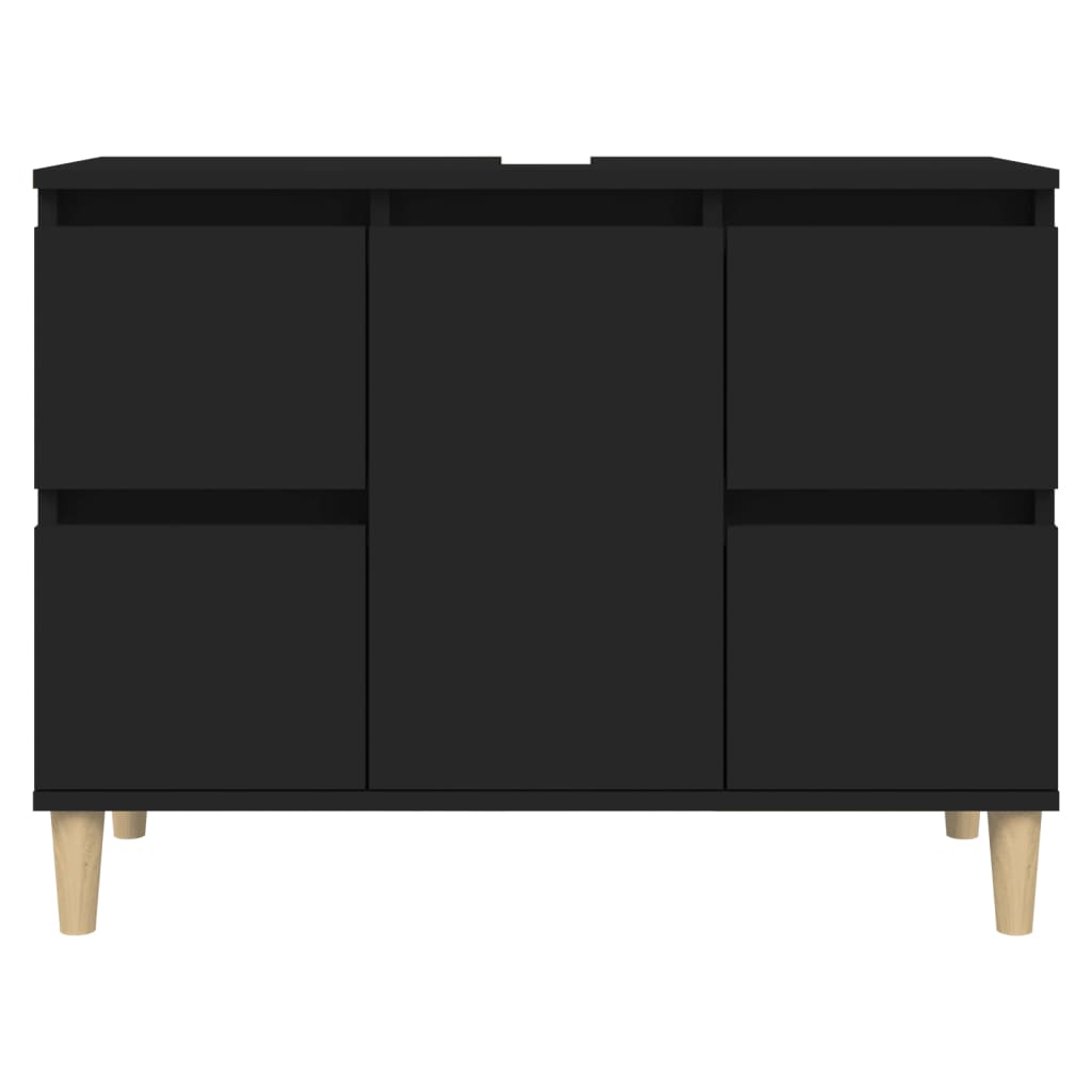 vidaXL Armario para lavabo madera contrachapada negro 80x33x60 cm