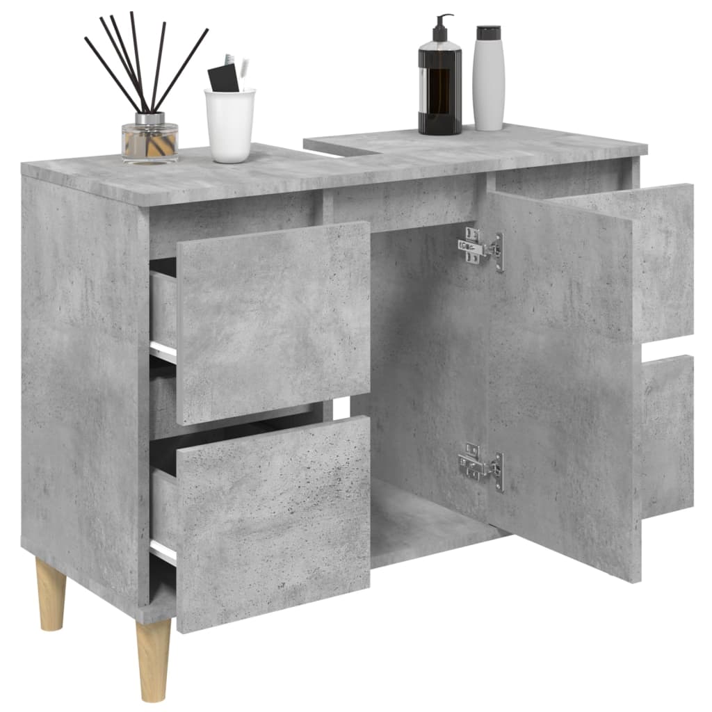 vidaXL Armario de lavabo madera contrachapada gris hormigón 80x33x60cm