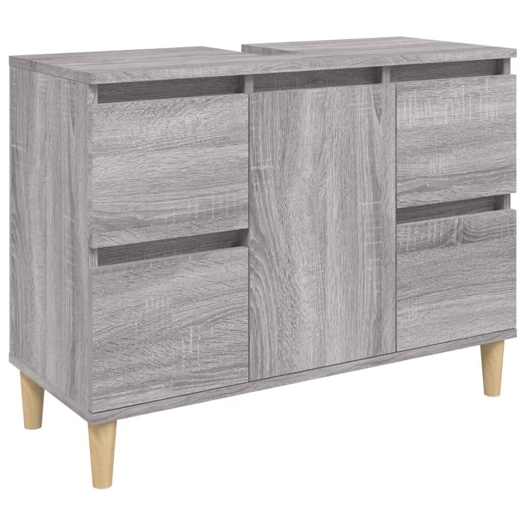 vidaXL Armario de lavabo madera contrachapada gris Sonoma 80x33x60 cm