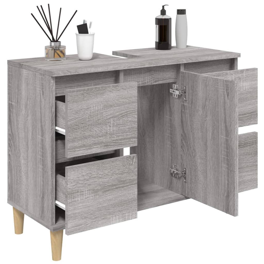 vidaXL Armario de lavabo madera contrachapada gris Sonoma 80x33x60 cm