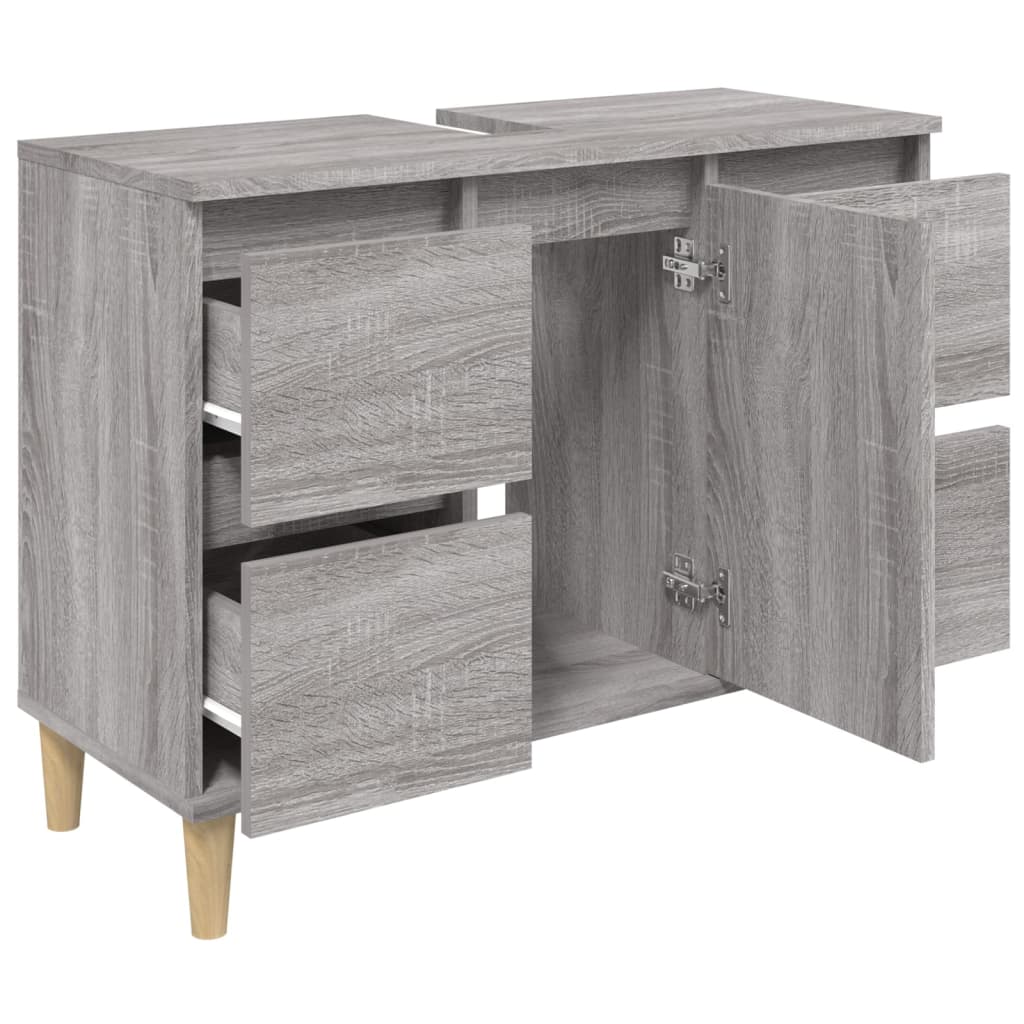 vidaXL Armario de lavabo madera contrachapada gris Sonoma 80x33x60 cm