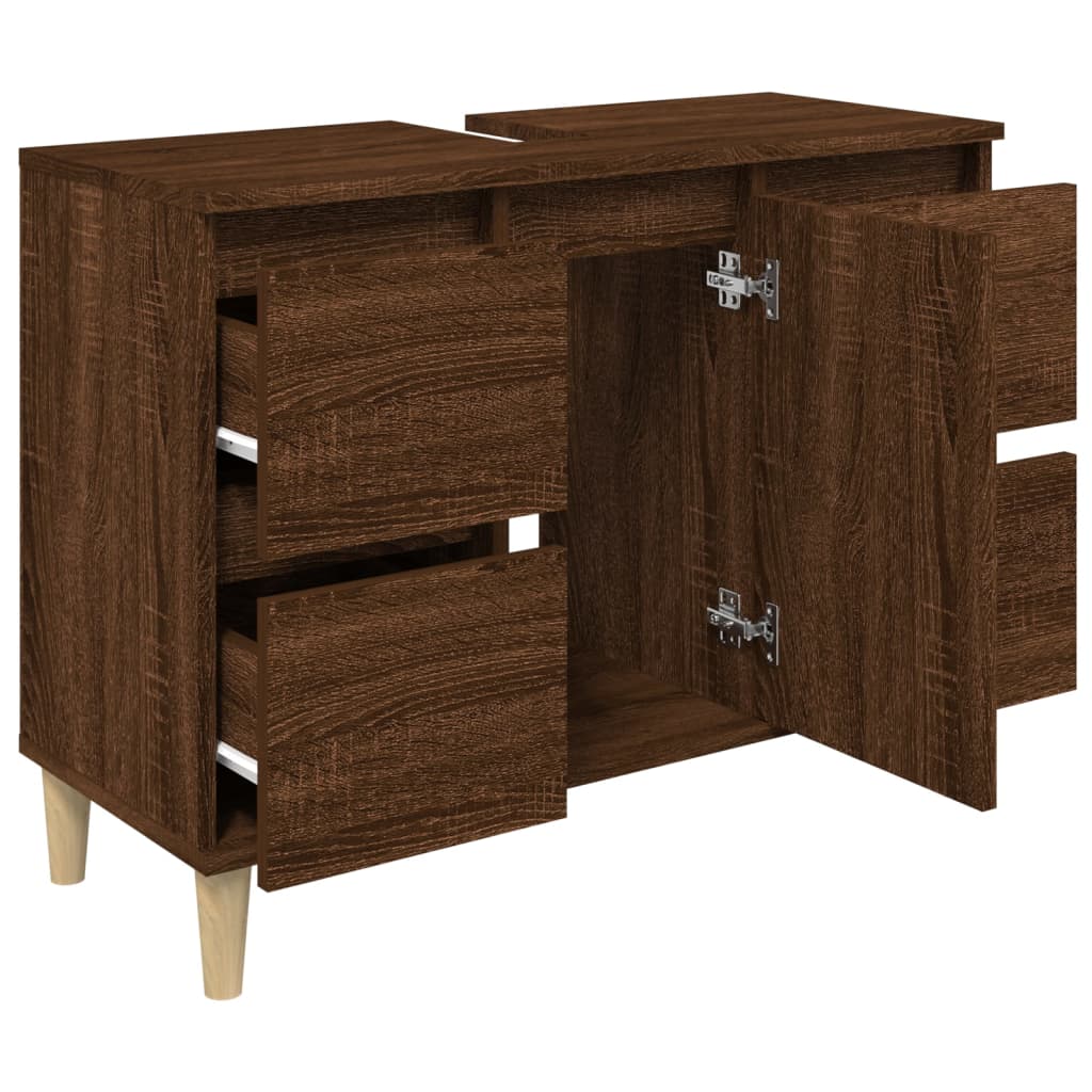 vidaXL Armario de lavabo madera contrachapada roble marrón 80x33x60 cm