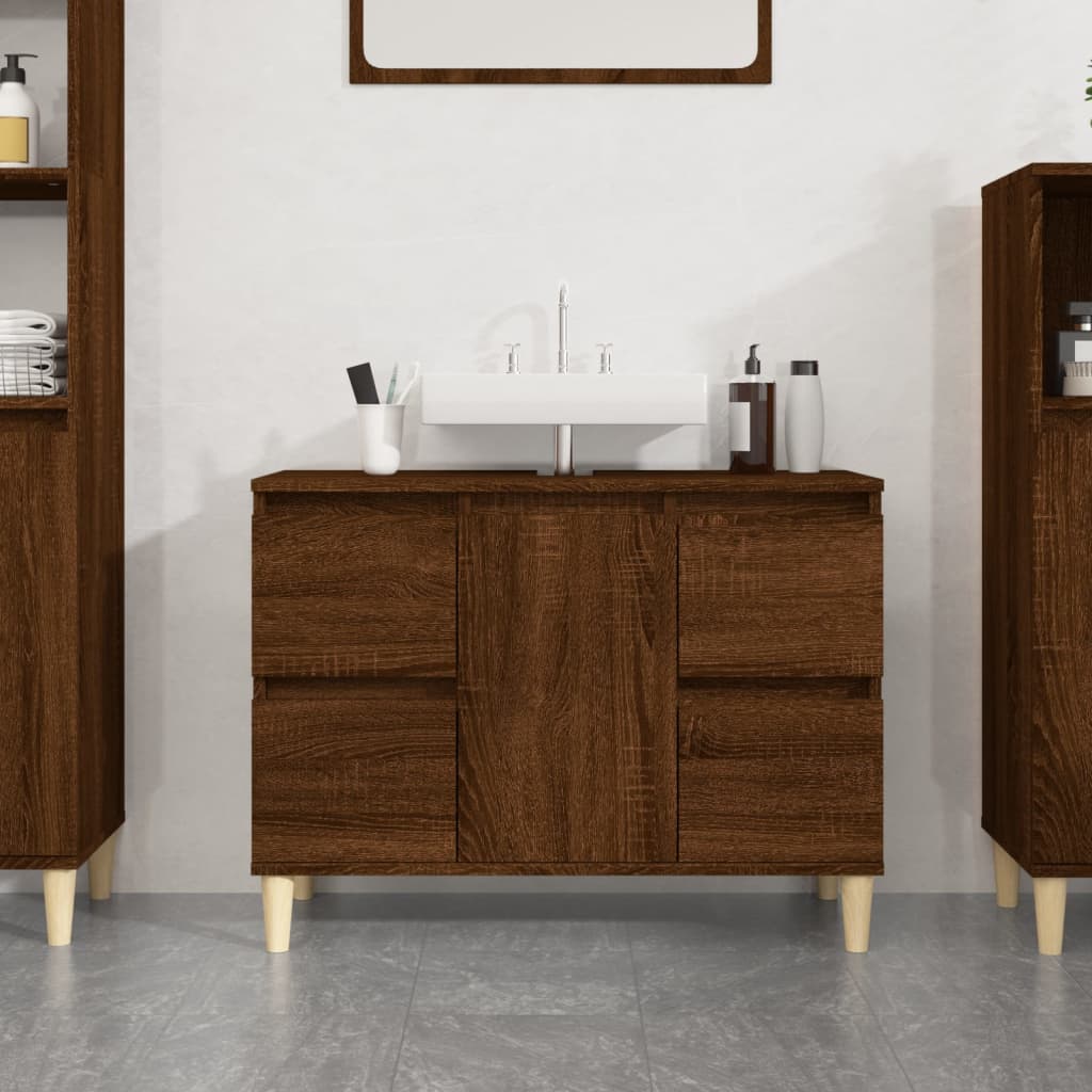 vidaXL Armario de lavabo madera contrachapada roble marrón 80x33x60 cm