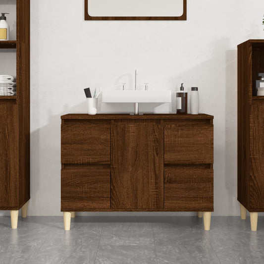 vidaXL Armario de lavabo madera contrachapada roble marrón 80x33x60 cm