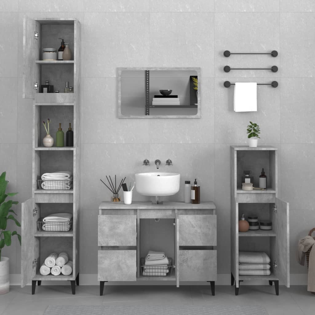 vidaXL Armario de lavabo madera contrachapada gris hormigón 80x33x60cm