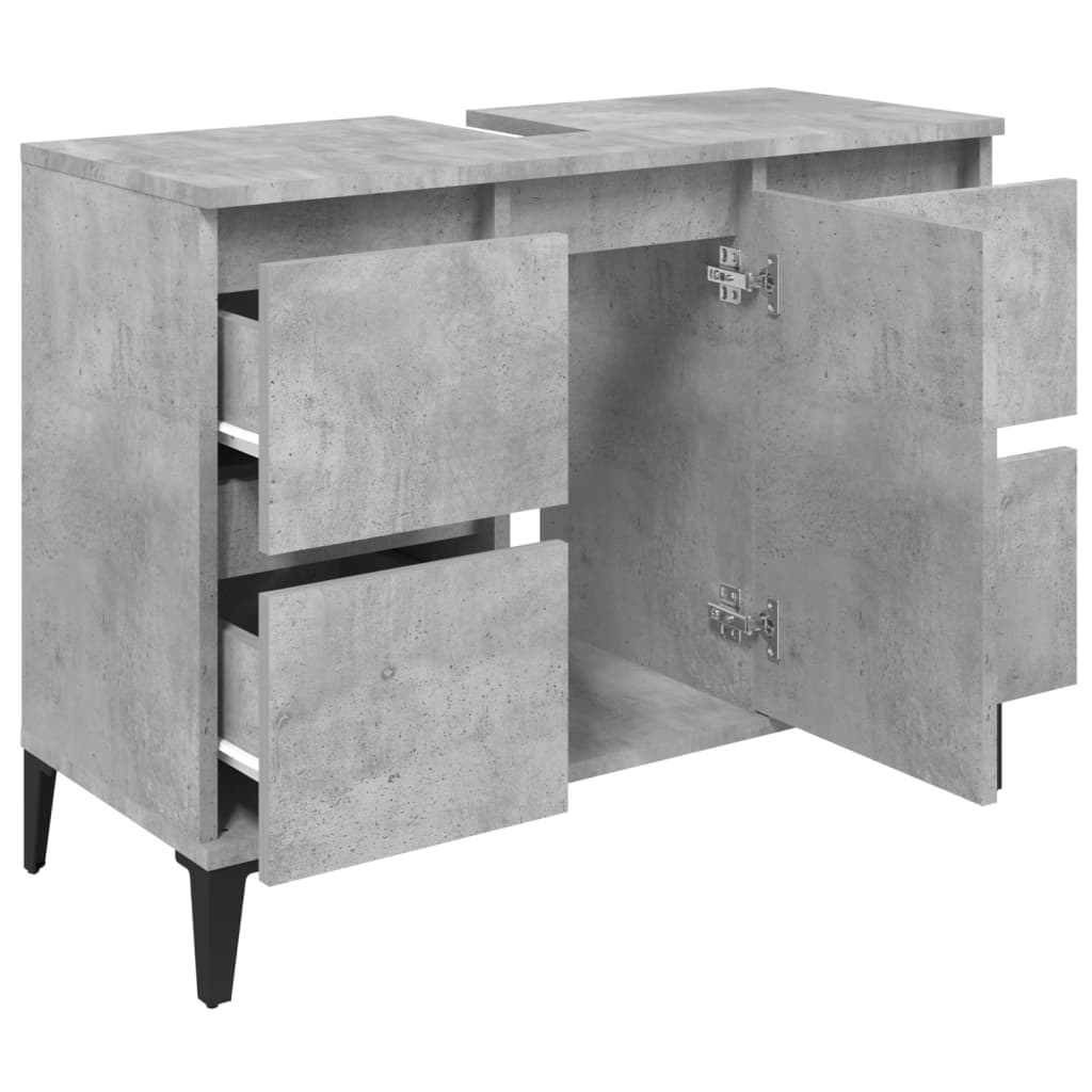 vidaXL Armario de lavabo madera contrachapada gris hormigón 80x33x60cm