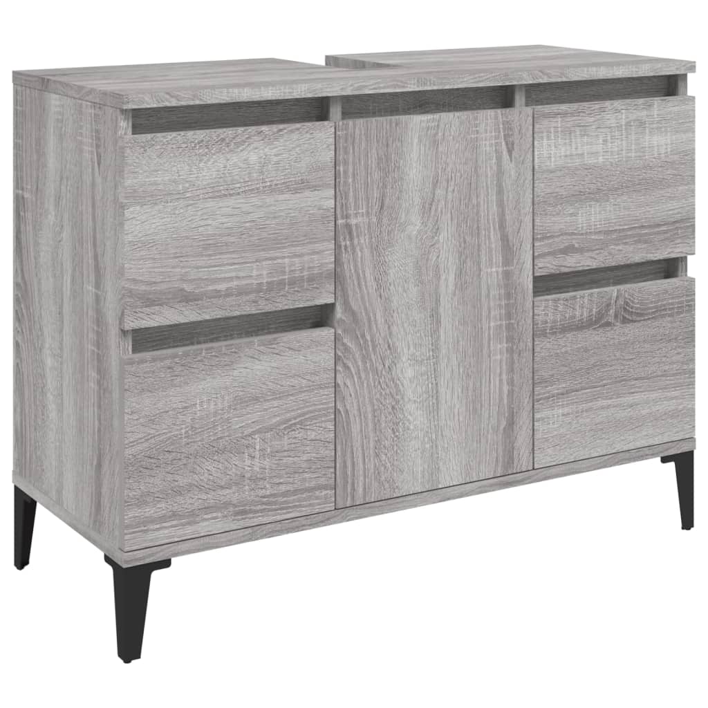 vidaXL Armario de lavabo madera contrachapada gris Sonoma 80x33x60 cm