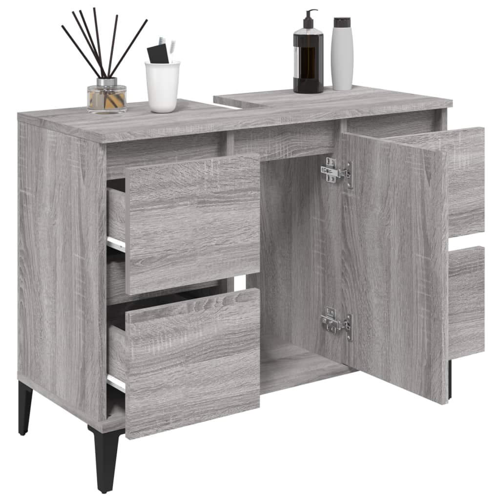 vidaXL Armario de lavabo madera contrachapada gris Sonoma 80x33x60 cm