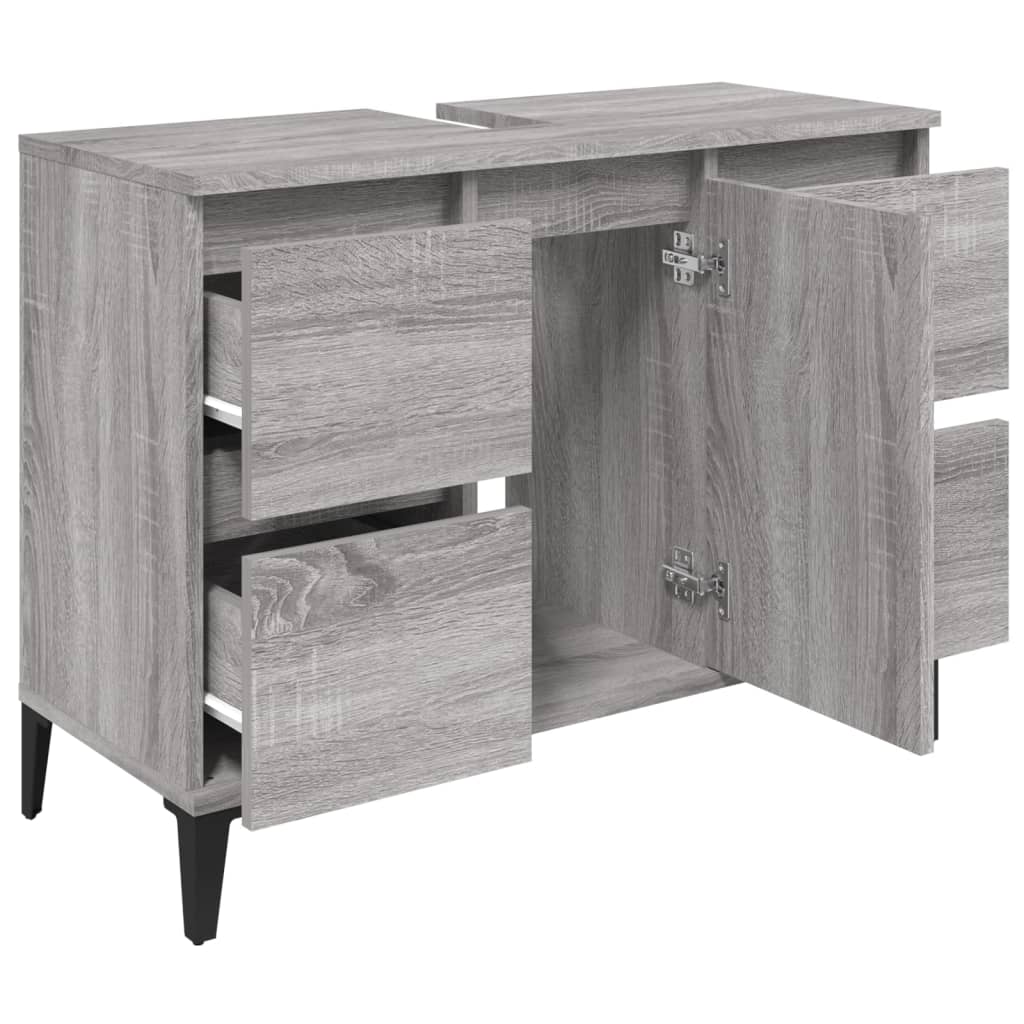 vidaXL Armario de lavabo madera contrachapada gris Sonoma 80x33x60 cm