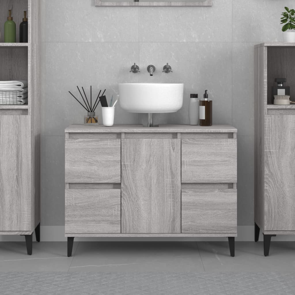 vidaXL Armario de lavabo madera contrachapada gris Sonoma 80x33x60 cm