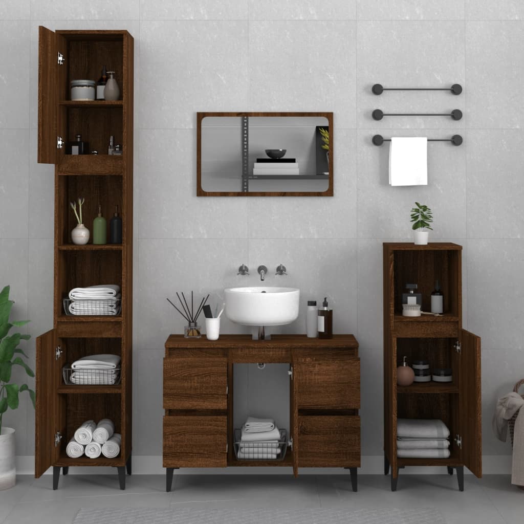 vidaXL Armario de lavabo madera contrachapada roble marrón 80x33x60 cm