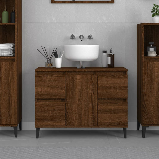 vidaXL Armario de lavabo madera contrachapada roble marrón 80x33x60 cm