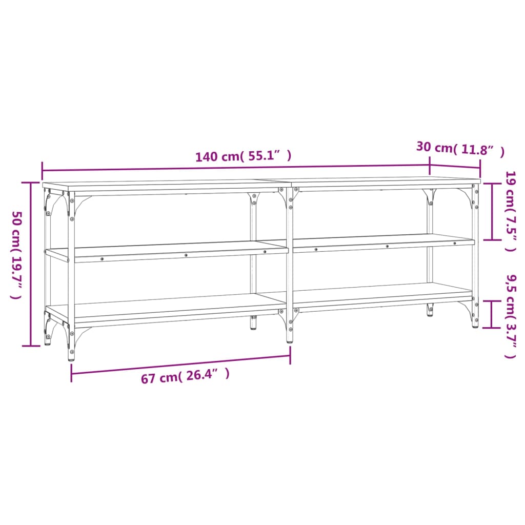 vidaXL Mueble de TV madera contrachapada roble ahumado 140x30x50 cm