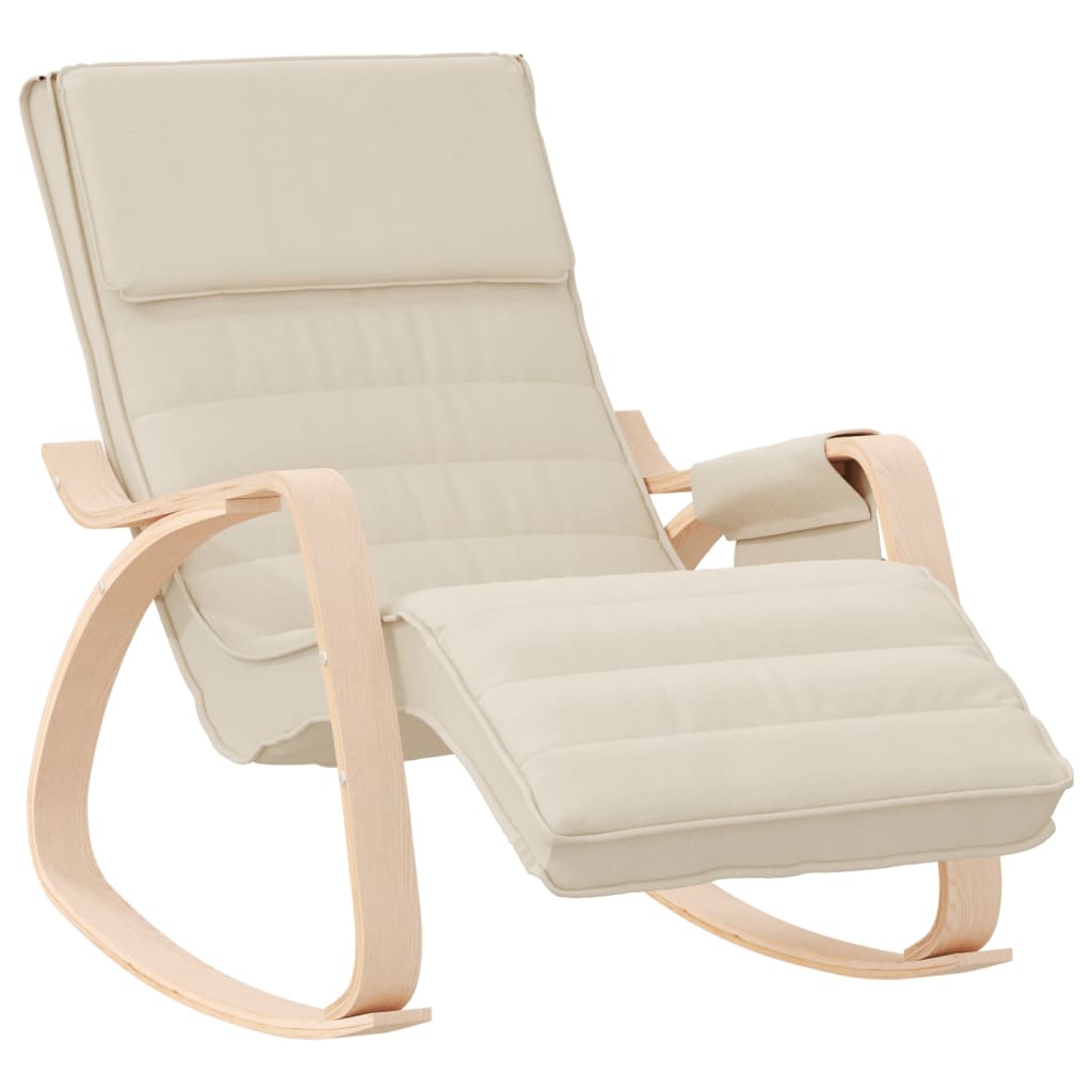 vidaXL Silla mecedora de tela color crema