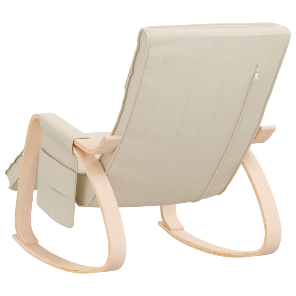 vidaXL Silla mecedora de tela color crema