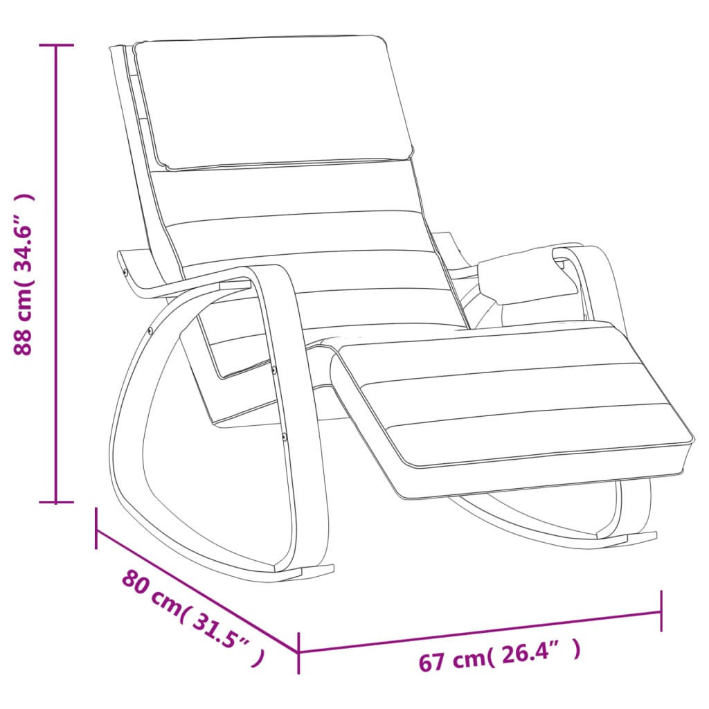 vidaXL Silla mecedora de tela color crema