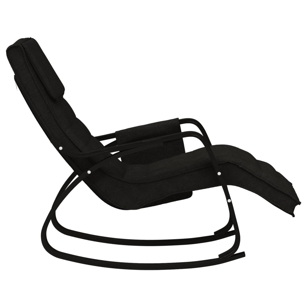 vidaXL Silla mecedora de tela negro