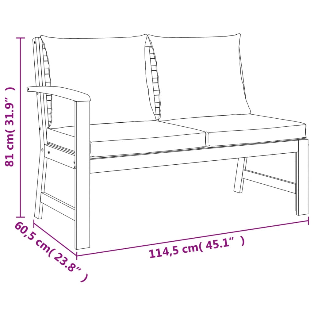 vidaXL Juego comedor jardín con cojines 9 piezas madera maciza acacia