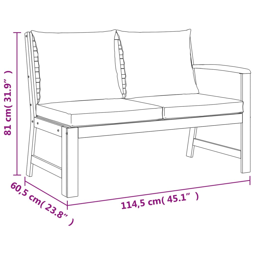 vidaXL Juego comedor jardín con cojines 9 piezas madera maciza acacia