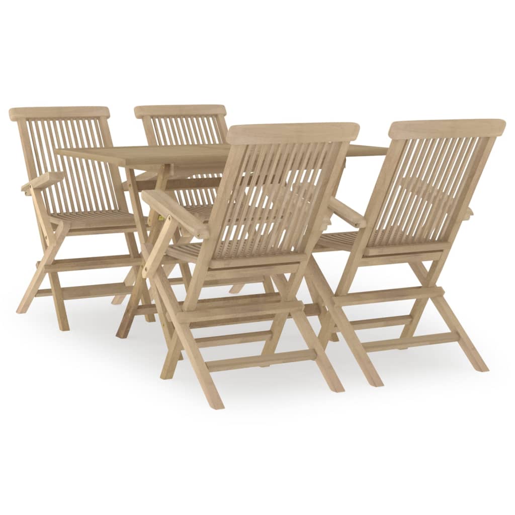 vidaXL Juego de comedor de jardín 5 piezas madera maciza de teca