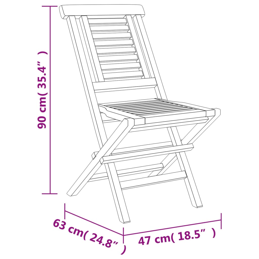 vidaXL Sillas de jardín plegables 4 uds madera maciza teca 47x63x90 cm