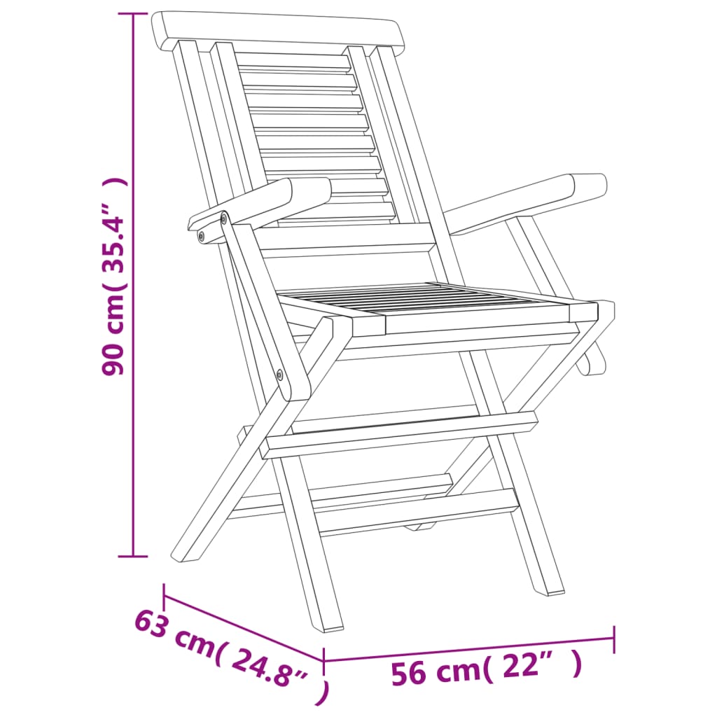 vidaXL Sillas de jardín plegables 4 uds madera maciza teca 56x63x90 cm