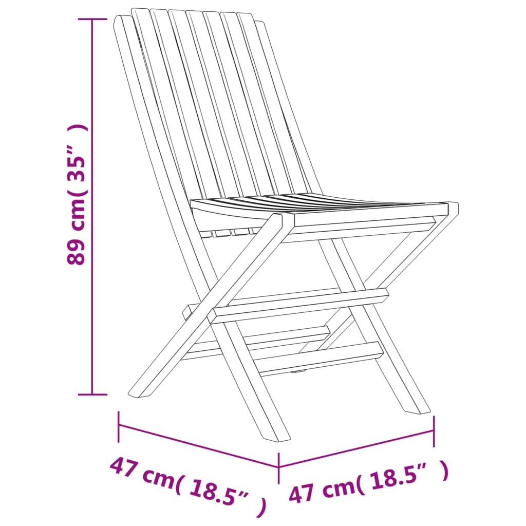 vidaXL Sillas de jardín plegables 4 uds madera maciza teca 47x47x89 cm