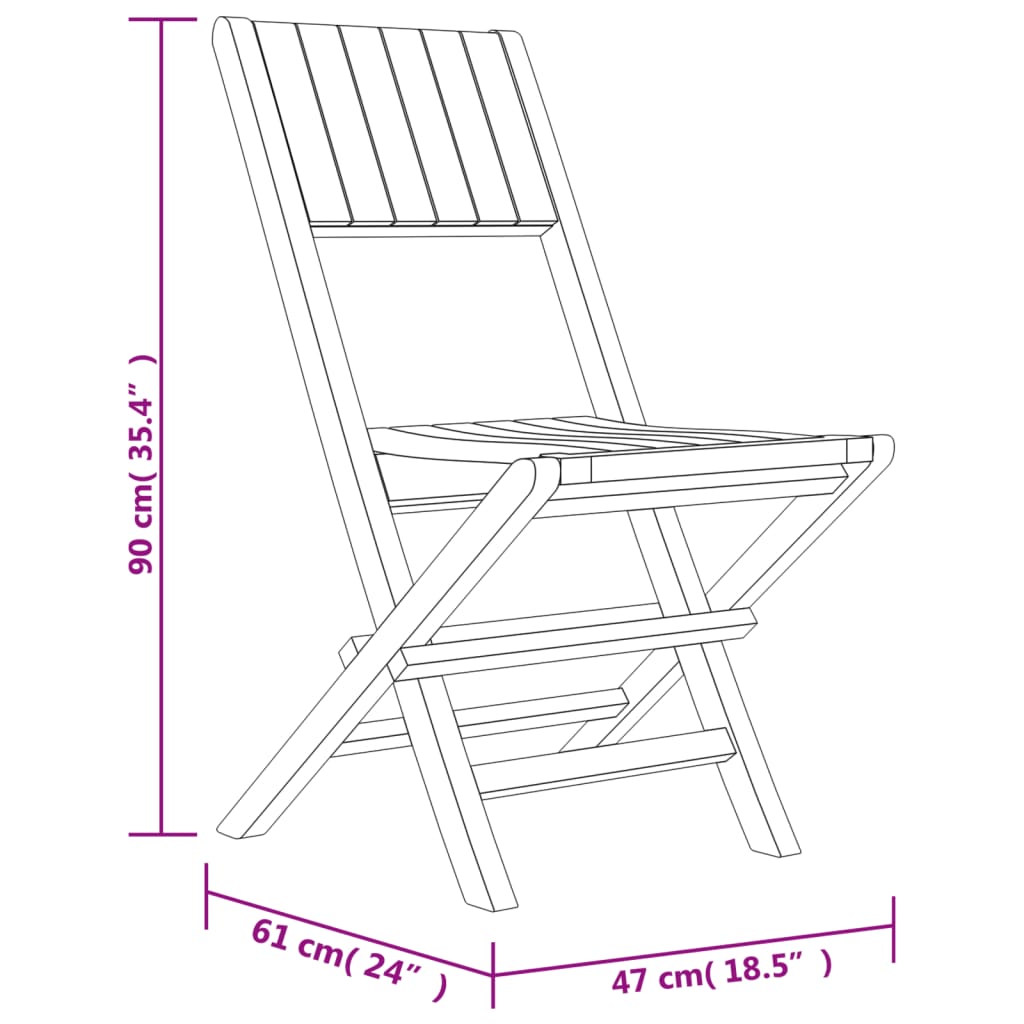 vidaXL Sillas de jardín plegables 4 uds madera maciza teca 47x61x90 cm