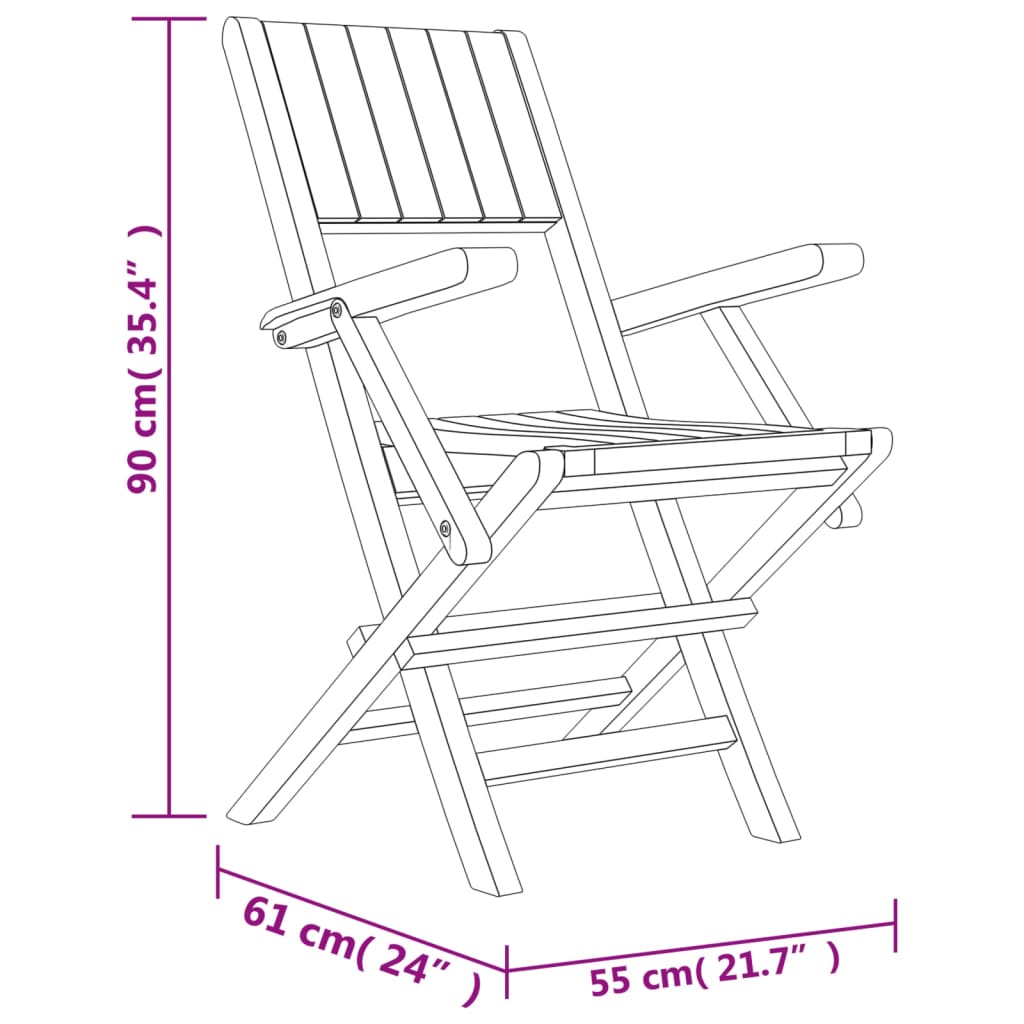 vidaXL Sillas de jardín plegables 4 uds madera maciza teca 55x61x90 cm