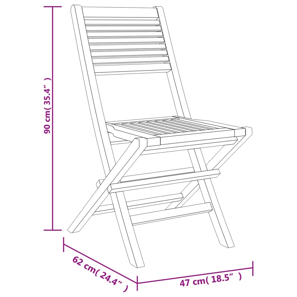 vidaXL Sillas de jardín plegables 4 uds madera maciza teca 47x62x90 cm