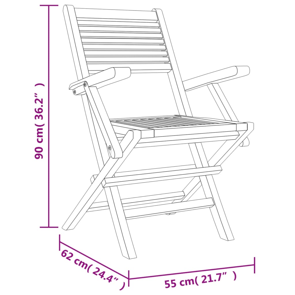 vidaXL Sillas de jardín plegables 4 uds madera maciza teca 55x62x90 cm