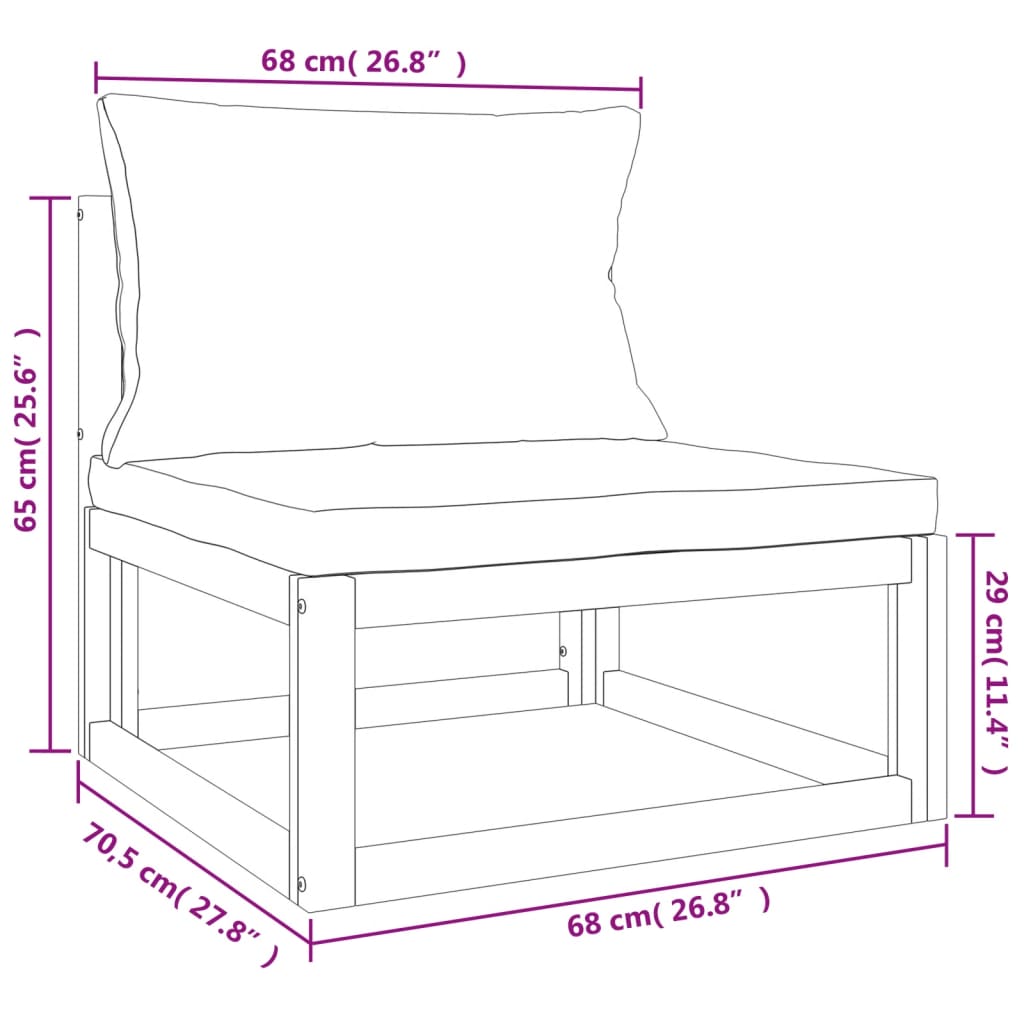 vidaXL Set muebles de jardín 4 pzas madera maciza y cojines gris taupé