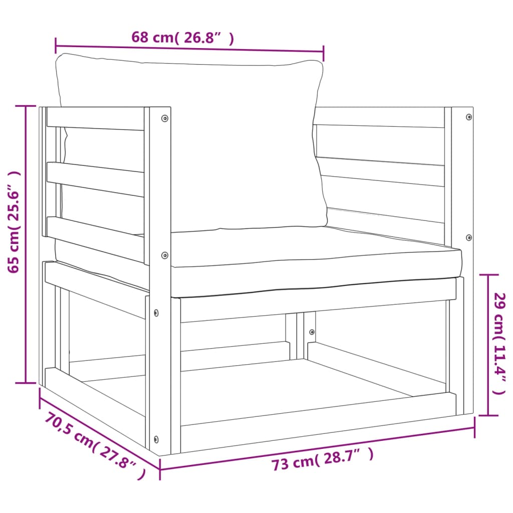 vidaXL Set muebles de jardín 5 pzas madera maciza y cojines gris claro