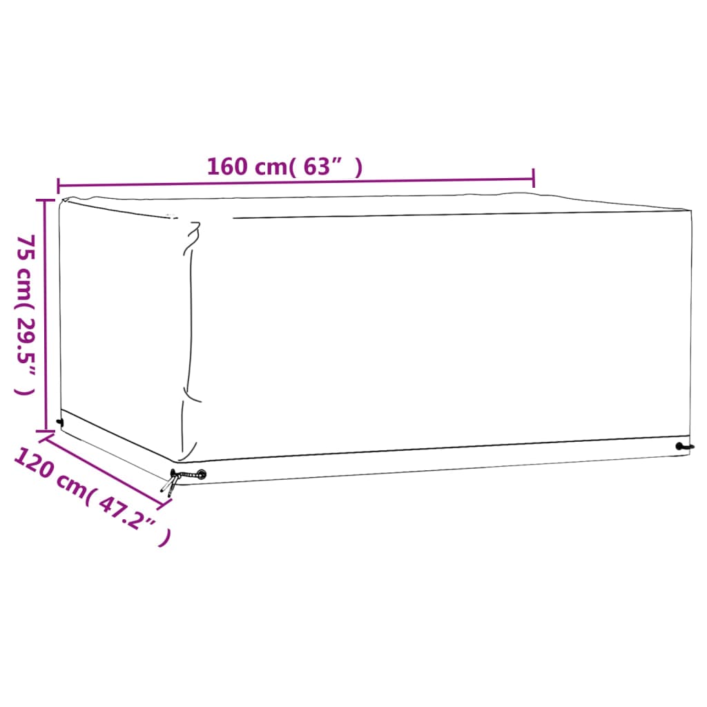 vidaXL Fundas muebles jardín 2 uds 8 ojales rectangular 160x120x75 cm