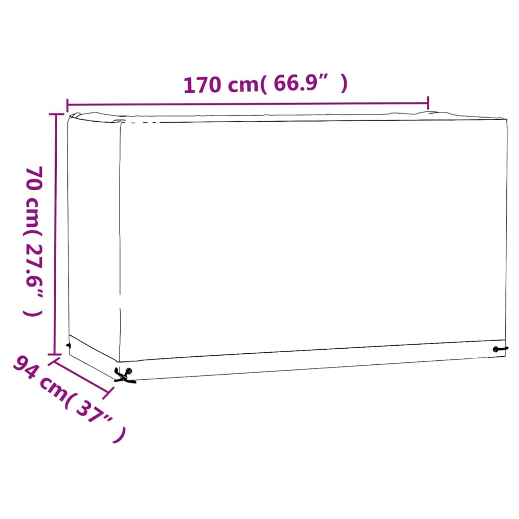 vidaXL Fundas muebles jardín 2 uds 8 ojales rectangular 170x94x70 cm