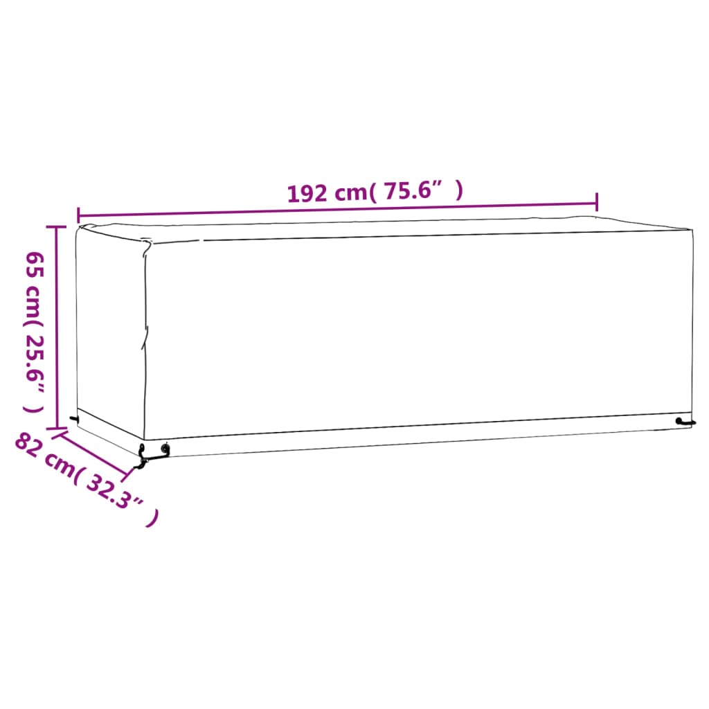 vidaXL Fundas muebles jardín 2 uds 8 ojales rectangular 192x82x65 cm