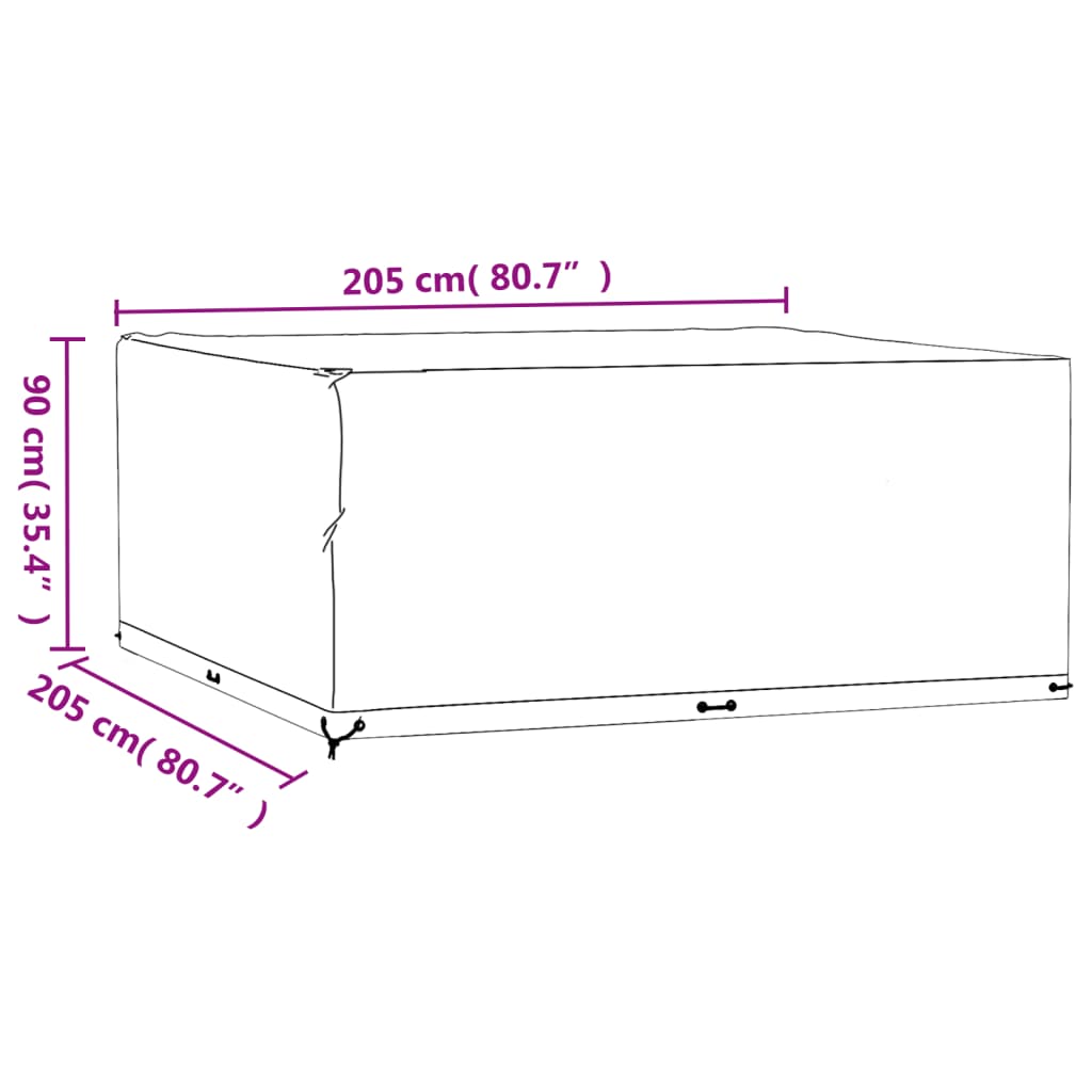 vidaXL Fundas muebles de jardín 2 uds 16 ojales cuadrado 205x205x90 cm