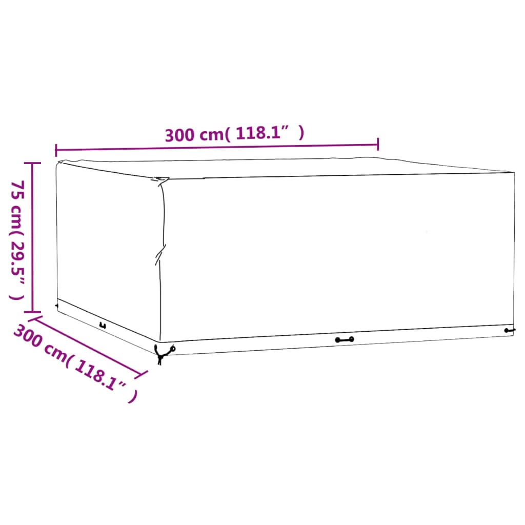 vidaXL Fundas muebles de jardín 2 uds 16 ojales cuadrado 300x300x75 cm