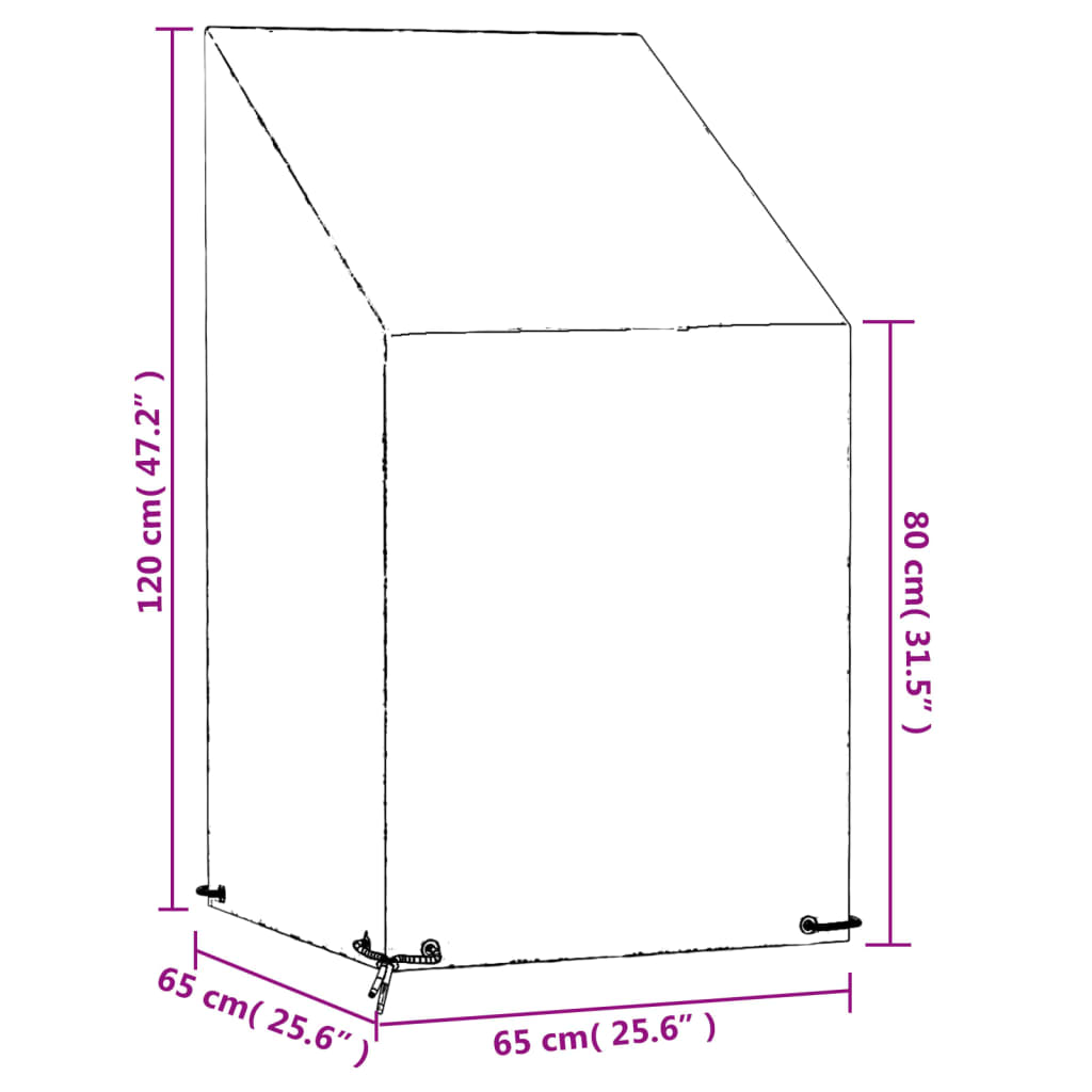 vidaXL Fundas sillas jardín 2 uds 8 ojales polietileno 65x65x82/120 cm