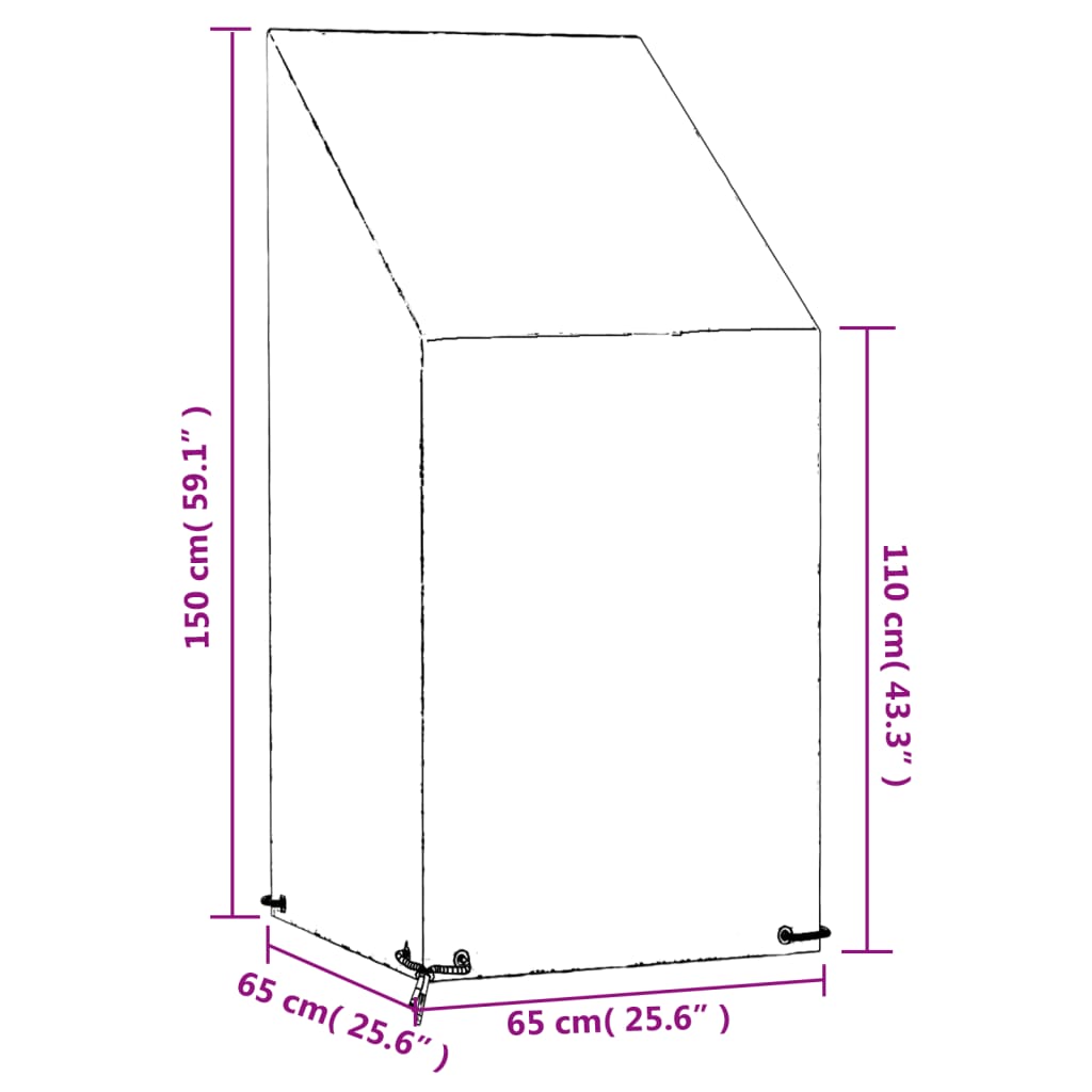 vidaXL Fundas sillas jardín 2 uds 8 ojales polietileno 65x65x110/150cm