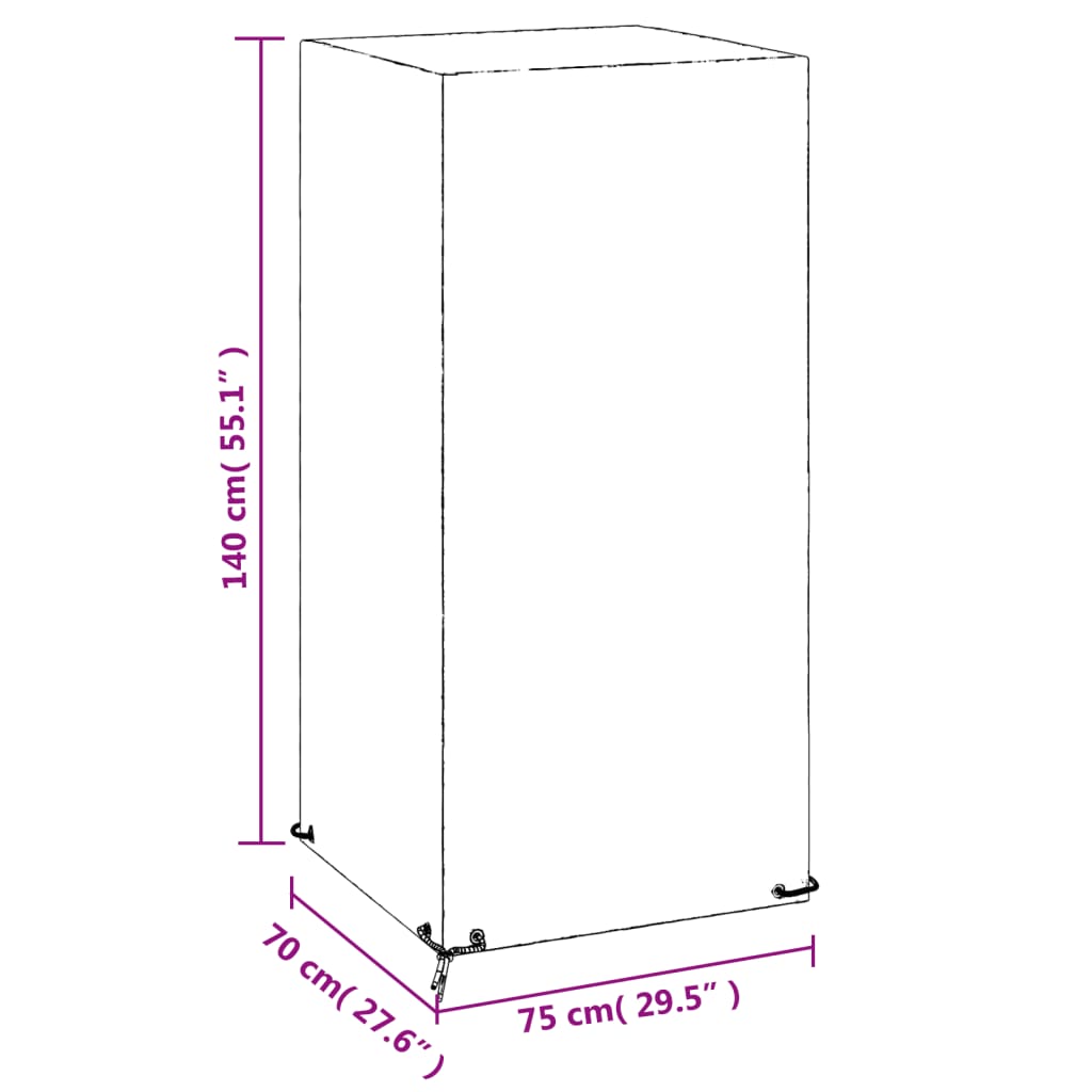 vidaXL Fundas sillas jardín 2 uds 8 ojales polietileno 75x70x140 cm