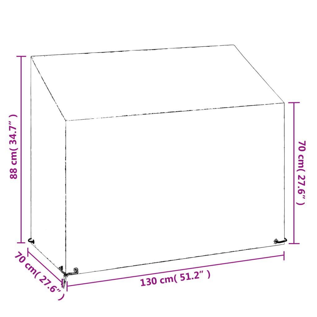 vidaXL Fundas bancos jardín 2 uds 8 ojales polietileno 130x70x70/88 cm