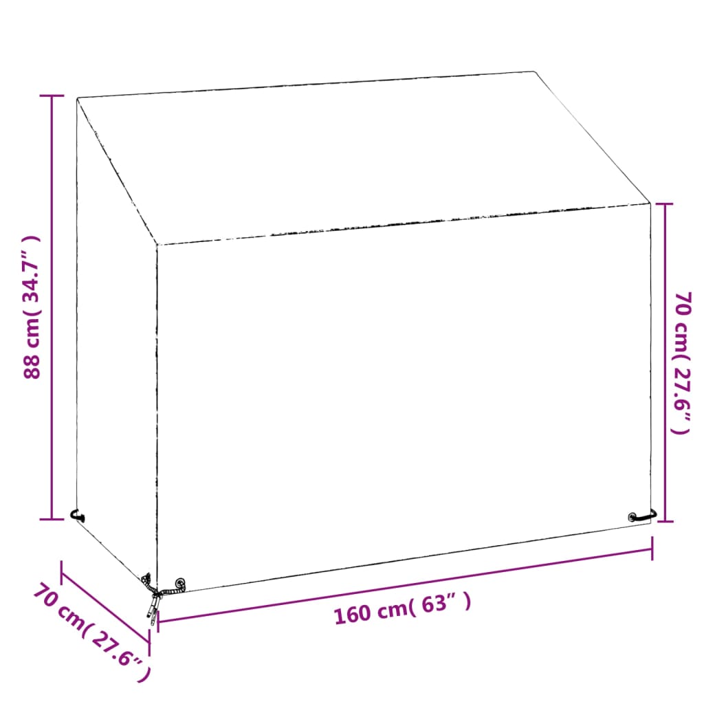 vidaXL Fundas bancos jardín 2 uds 8 ojales polietileno 160x70x70/88 cm