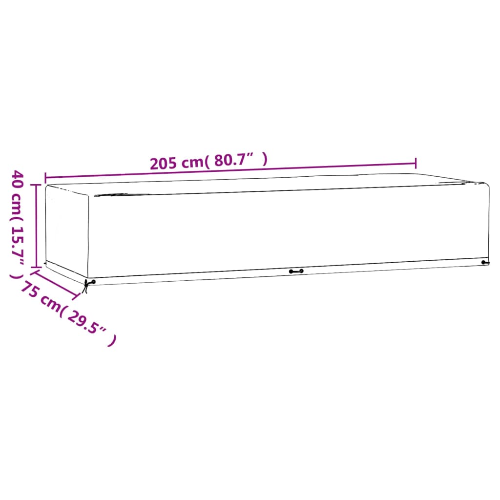 vidaXL Fundas para tumbonas 2 uds 12 ojales polietileno 205x75x40 cm