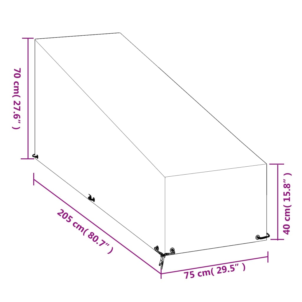 vidaXL Fundas tumbonas 2 uds 12 ojales polietileno 205x75x40/70 cm