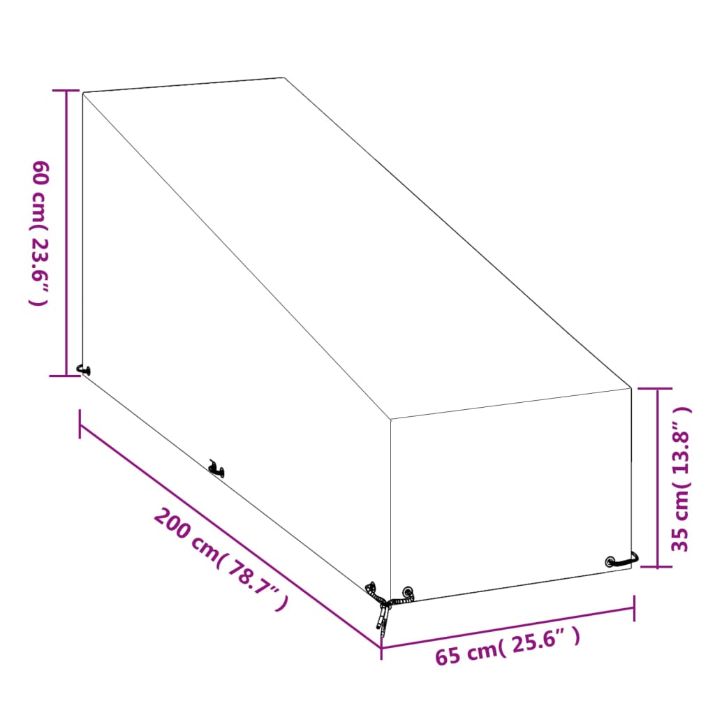 vidaXL Fundas tumbonas 2 uds 12 ojales polietileno 200x65x35/60 cm