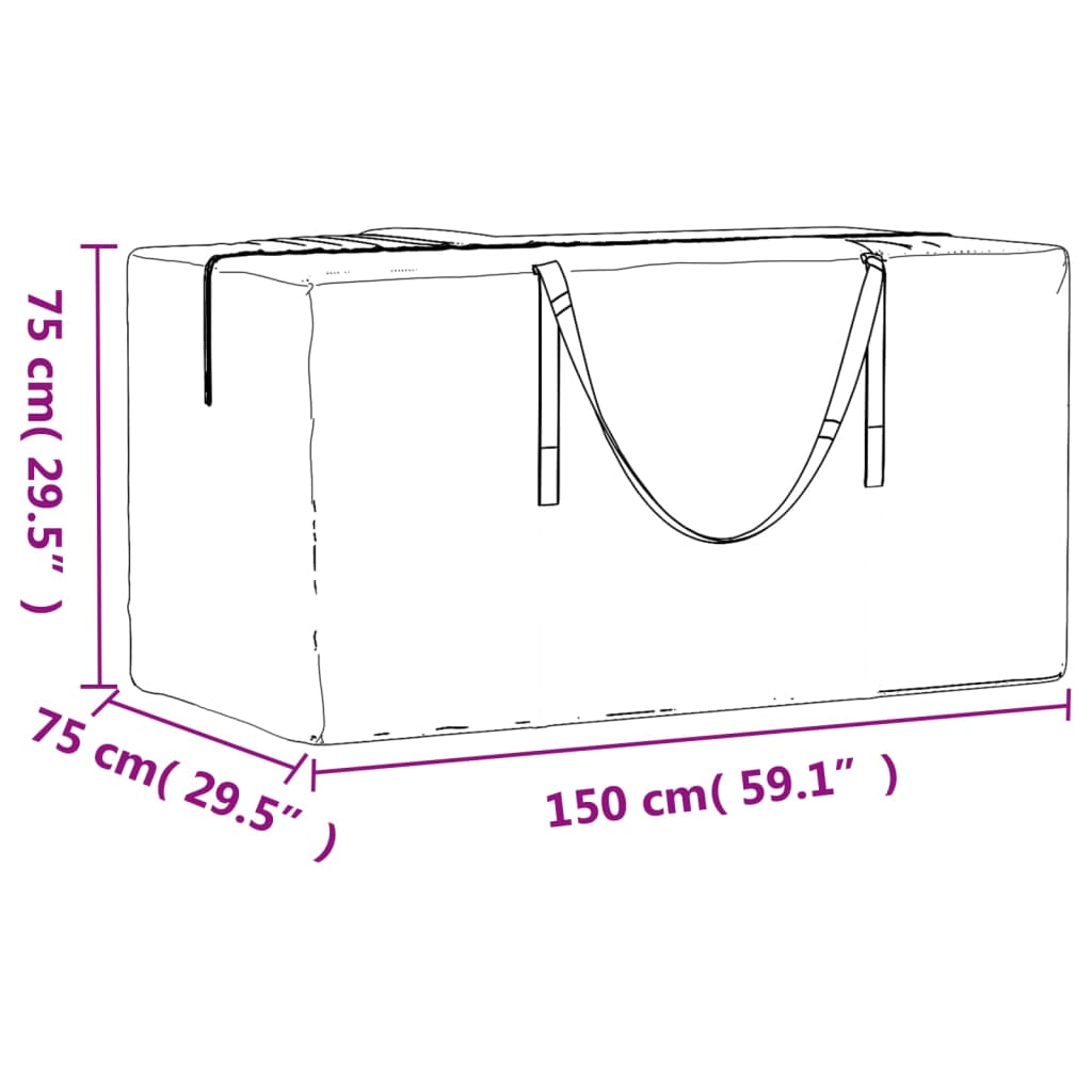 vidaXL Bolsas para cojines jardín 2 uds polietileno negro 150x75x75 cm