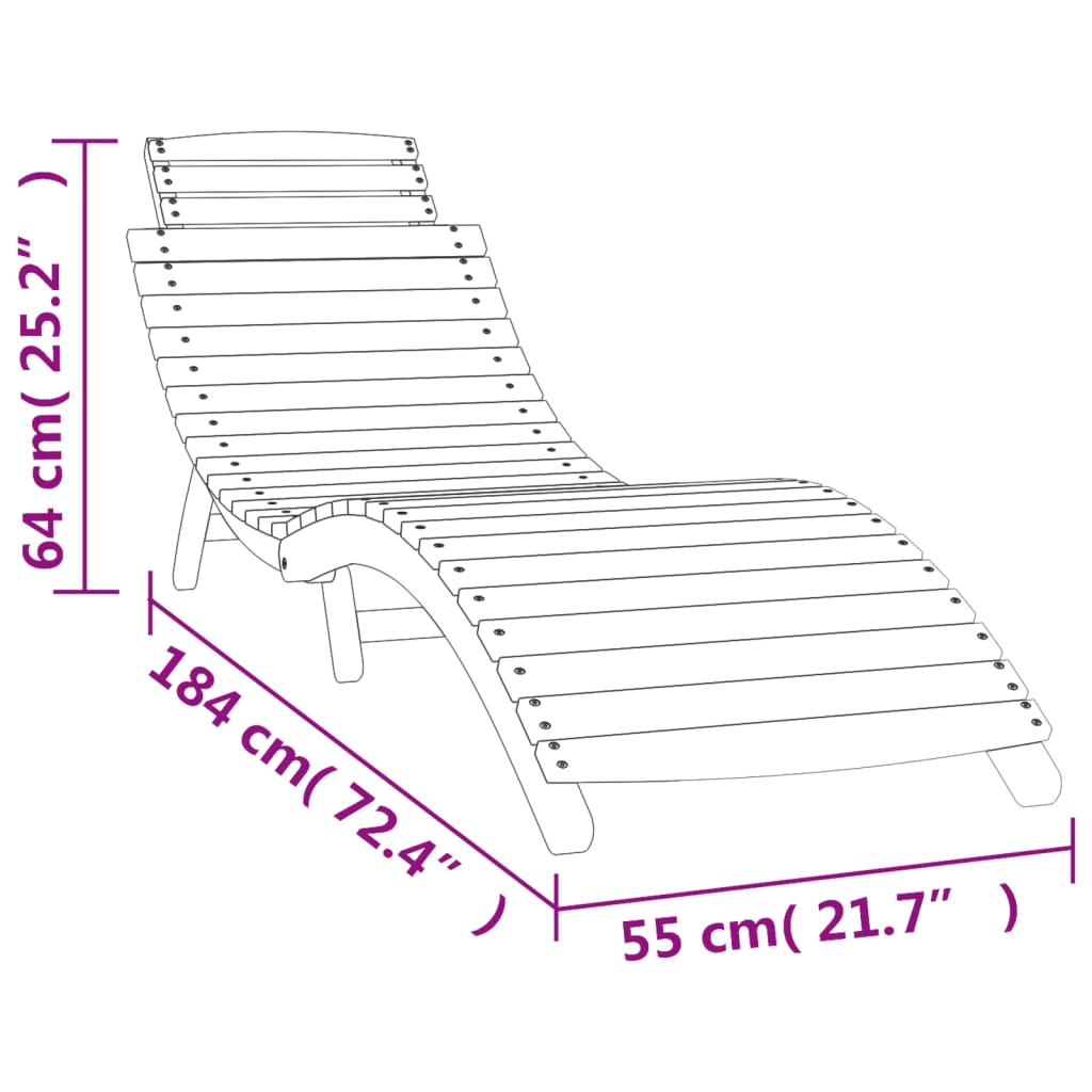 vidaXL Tumbonas 2 uds madera maciza acacia blanco 184x55x64 cm