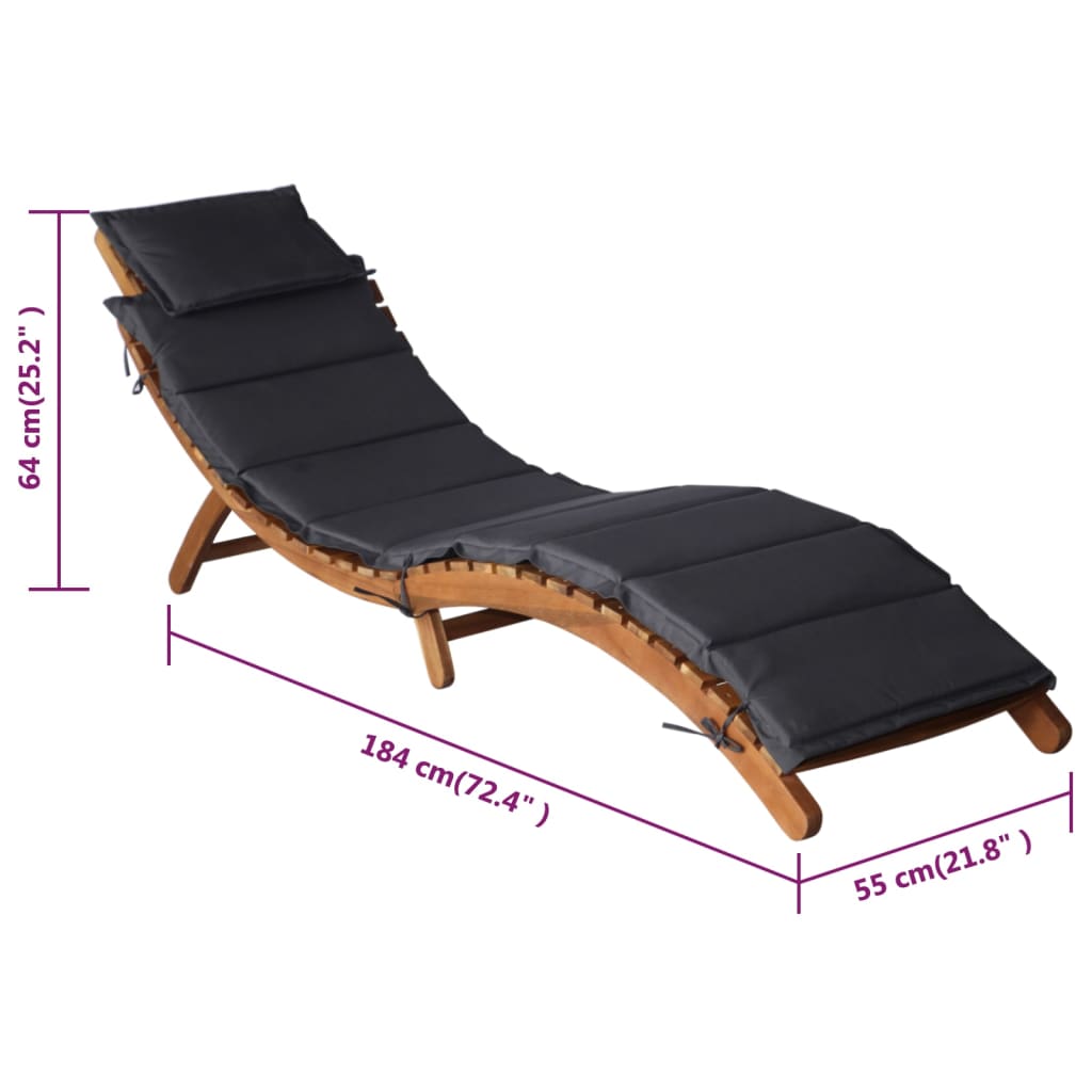 vidaXL Tumbonas con cojines 2 uds madera maciza acacia gris oscuro